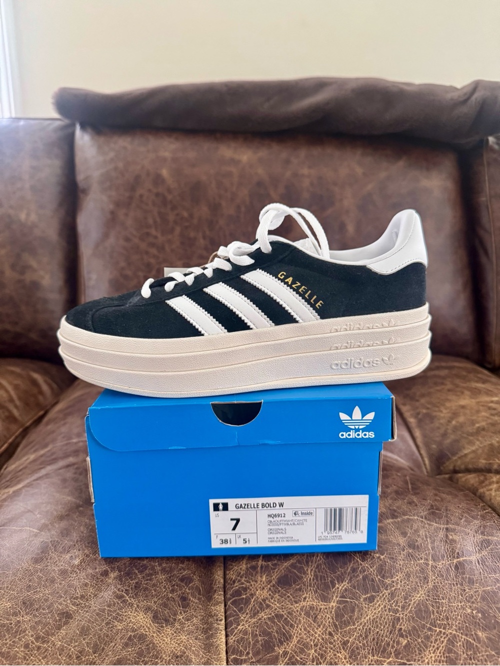 adidas Gazelle Bold W Platform Sneaker - Black/White/Cream